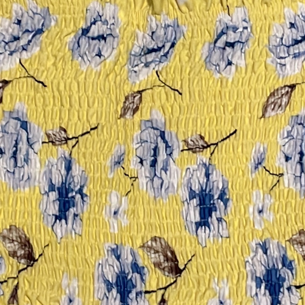 Yellow Floral Strapless Ruffled Dress - Picture 5 of 6